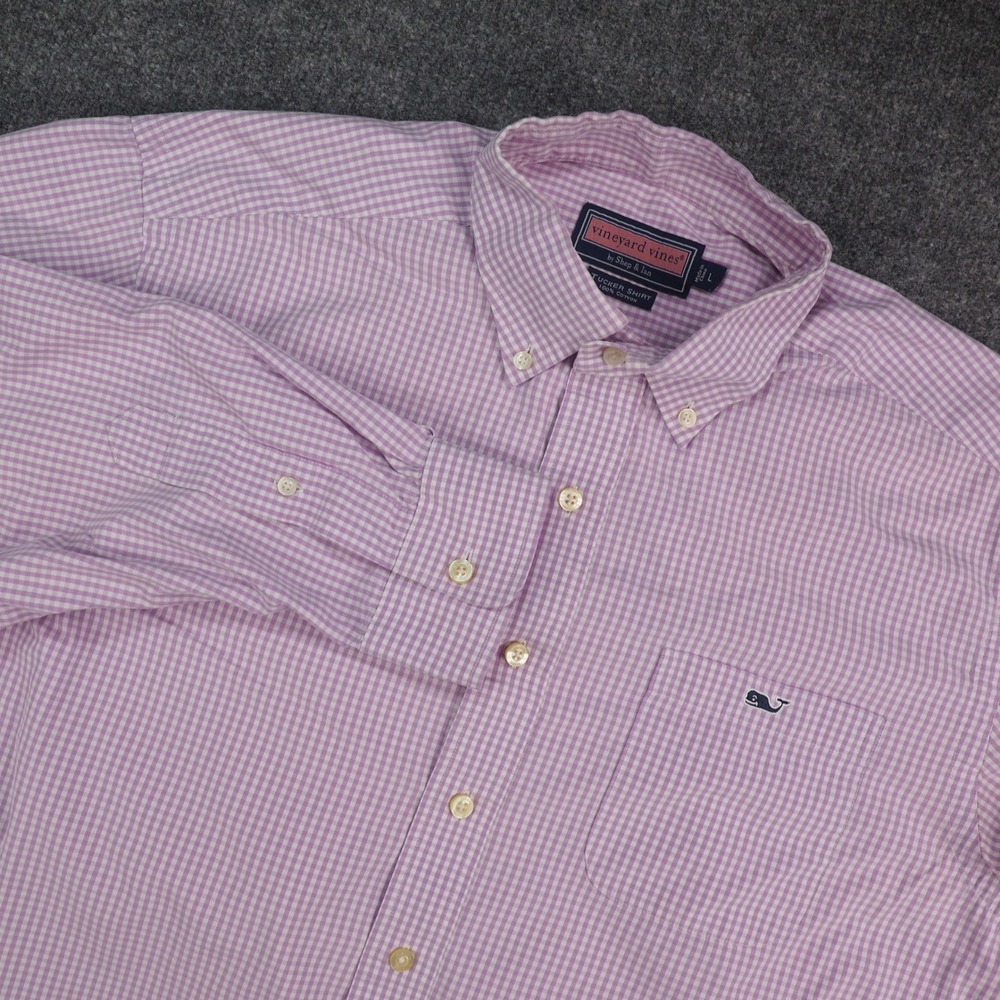 Vineyard Vines Tucker Shirt Mens Large Purple Gingham Plaid Cotton Preppy Shirt